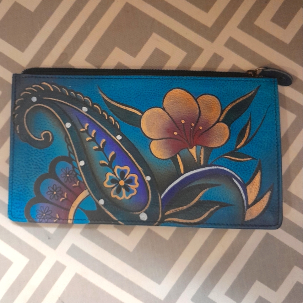 Anuschka Floral Paisley Blue Wallet